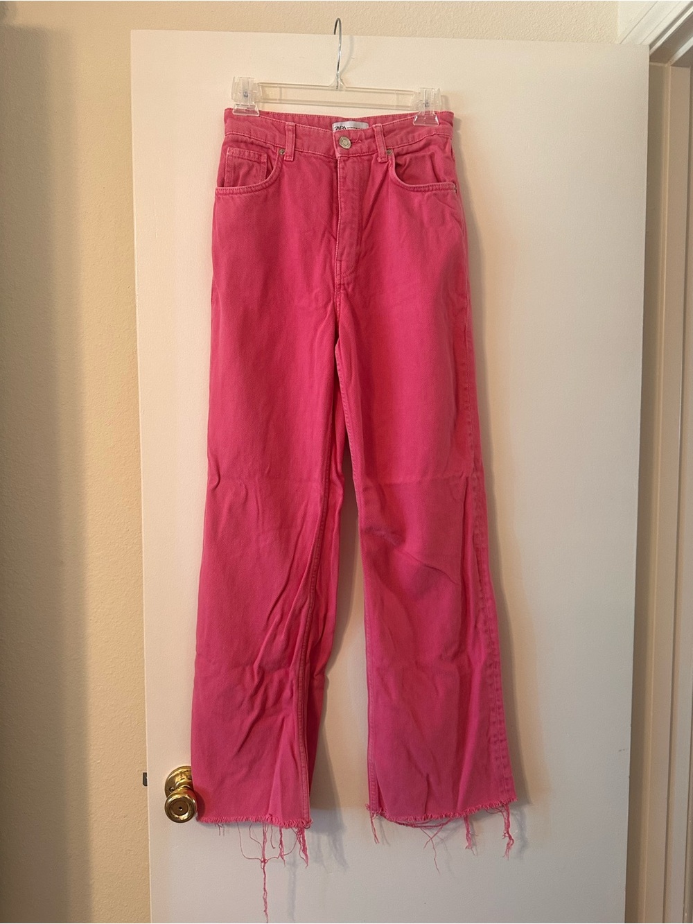 Zara Bright Pink Wide-Leg Jeans